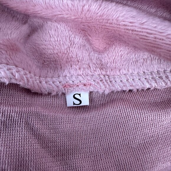 Womens Velvet-Like Cowl Neck Top & Pants Pajama Set Small Pink - Picture 9 of 9